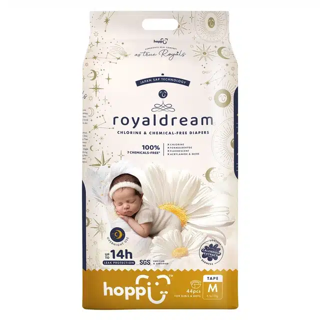bim-ta-dan-hoppi-royaldream-cao-cap-size-m-48-mieng-cho-be-tu-6-11kg Bỉm - Tã dán Hoppi RoyalDream cao cấp size M 44 miếng (cho bé từ 6-11kg)