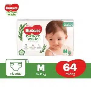 Bỉm/ tã dán Huggies Naturemade size M64 (cho bé từ 6 - 11 kg) - EC 2 bim ta dan huggies naturemade size m64 cho be tu 6 11 kg ec 1