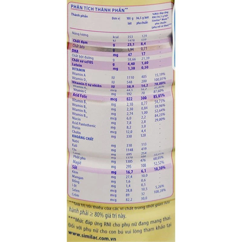 Sữa bột Similac Mom IQ Plus hương Vani 400g Sữa bột Similac Mom IQ Plus hương Vani 400g