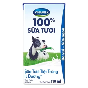 Sữa tươi tiệt trùng ít đường Vinamilk (4*110ml) dành cho trẻ trên 1 tuổi 2 sua tuoi tiet trung it duong vinamilk 4 110ml 12